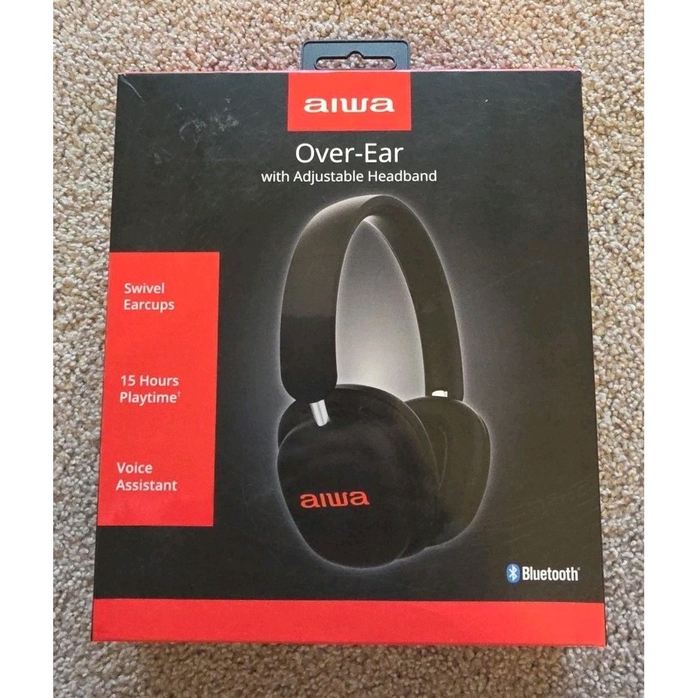 Aiwa AI5009 Over Ear Wireless Headphones, Bluetooth, 15 hours-BLACK 🆕